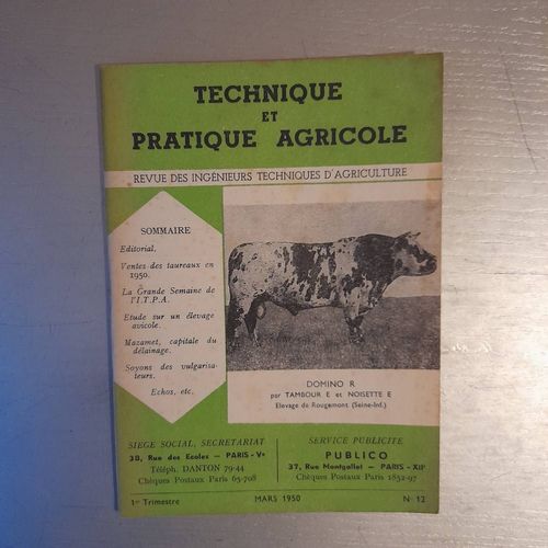 Technique Et Pratique Agricole 1950