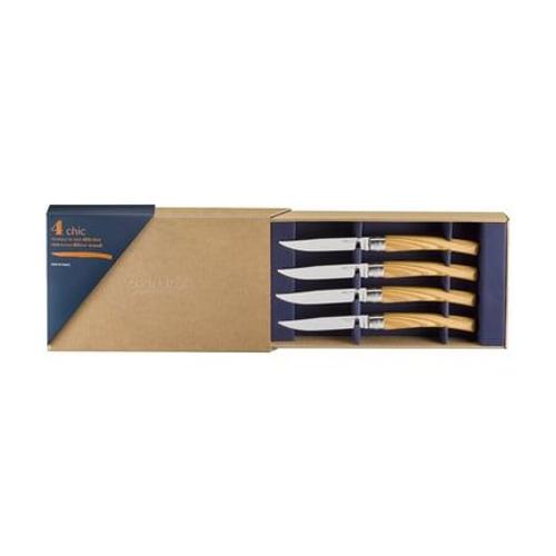 Opinel - Coffret De 4 Couteaux De Table Chic Olivier - Naturel