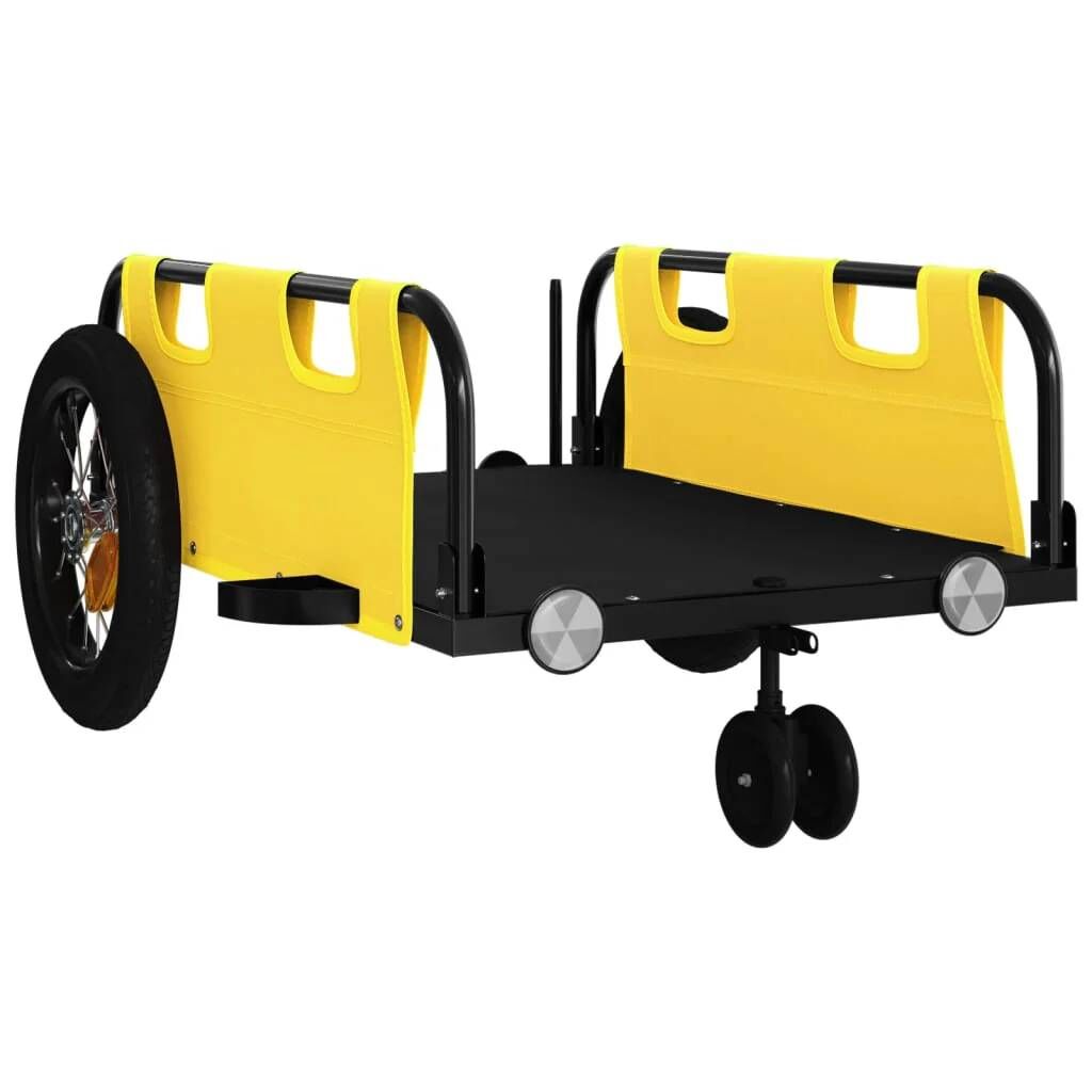 Remorque Chariot Transport De Vélo Tissu Oxford Fer Jaune Helloshop...