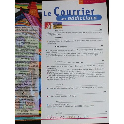 Le Courrier Des Addictions  N° 2 : Pourquoi Ne Pas Oser Des Stratégies Agonistes Dans La Prise En Charge Des Usagers De Drogues ?