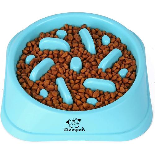 Gamelle Anti Glouton Chien Gamelle D'alimentation Lente Avec Base Antidérapante Favorise Une Alimentation Saine Et Une Digestion Lente (Small/Medium, Bleu Flower)