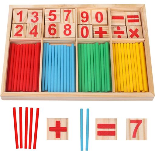 Jouet Mathématique Montessori Bois - Addition Soustraction Jusqu'à 20 - Avec Blocs Chiffres Et Sac Rangement - Dès 3 Ans