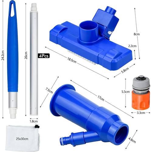 Julyee Aspirateur Piscine, Aspirateur Piscine Portable avec Perche Télescopique pour Nettoyage des Piscines - Bleu