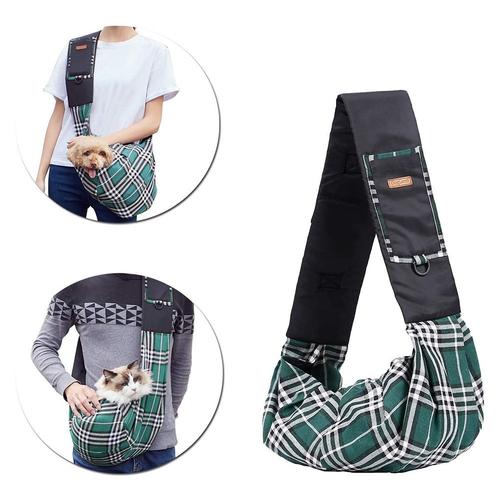 Pet Sling Bag Classic Checked Design Dog Cat Bag Shoulder Pet Carrier Pour Chatons, Petits Chiens, Teddy