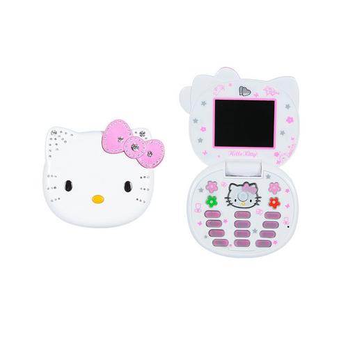 Petit téléphone portable K688 Kawaii Hello Kitty téléphone portable à rabat dessin animé mignon étudiant enfants Mini téléphone portable Blanc