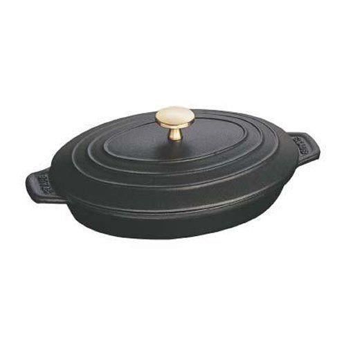 Staub Fonte 1332325 Assiette Chaude Ovale Noir Mat 23 Cm