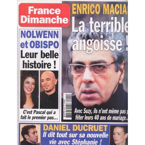 France Dimanche / 31-03-2003  N° 2944 : Nolwenn Leroy / Pascal Obispo (1,5p) - Michèle Torr (2p) - Brigitte Bardot (1,5p) - Amanda Lear (2p) - Daniel Ducruet (2p) Serge Lama (2p) Sylvia Kristel (1p)