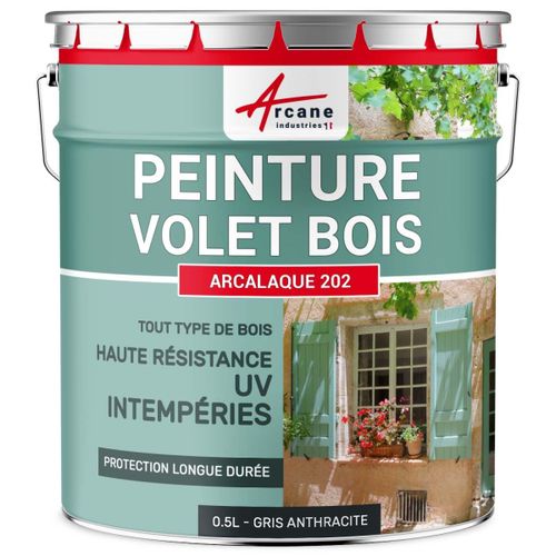 Peinture volet bois extérieur couleur Gris Anthracite - RAL 7016 0.5 L
