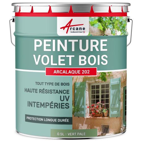 Peinture volet bois extérieur couleur Vert Pâle - RAL 6021 0.5 L