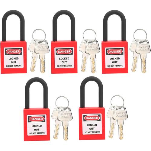 Serrure De Consignation, Ensemble De Cadenas De Consignation De 38 Mm Pour Stations De Consignation, Cadenas De S¿¿Curit¿¿ Avec 2 Cl¿¿S Par Serrure, 5 Jeux(Rouge)