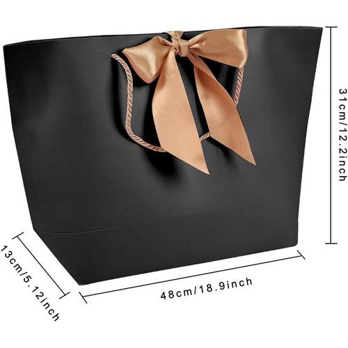 10 pcs noir papier souvenir cadeau sacs v¿¿tements maquillage boutique emballage sacs avec poign¿¿e en or (5)
