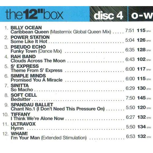 12 " Mixes Of The 80's Vol.1 Cd 4 - B. Ocean / Power Station / Pseudo Echo / Rah Band / S'express / Simple Minds / Sinitta / Soft Cell / Spandau Ballet / Tiffany / Ultravox / Wham!