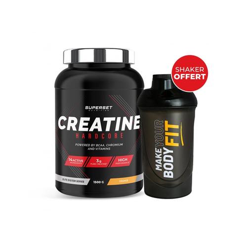 Créatine Hardcore (1,5kg) Orange - Shaker Offert| Créatines|Superset Nutrition 