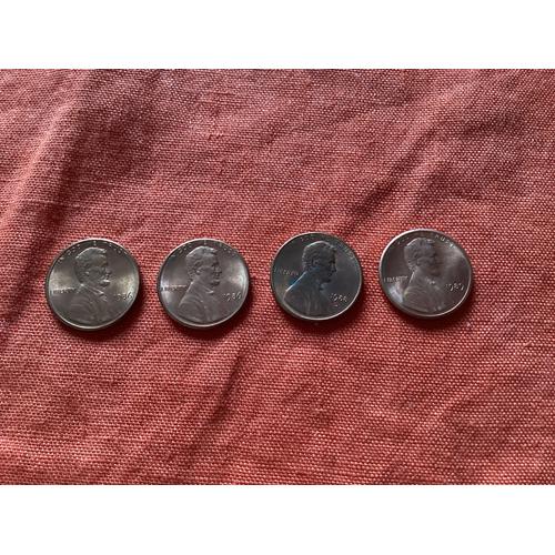 Lot De 4 Pièces De One Cent, Années 1986, 1988 D Et 1989.