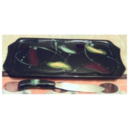 Plat A Cake - Avec Son Couteau - Style " Vallauris "