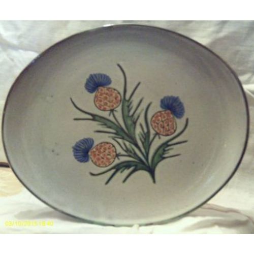 Plat Ovale - " Vallauris " - Décor Chardons - Signé "Natoli "