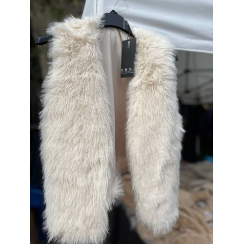 Gilet En Fourrure Pour Femme, Sans Attache Blanc Ivoire
