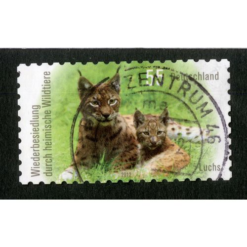 Timbre Oblitéré Deutschland, Luchs, Wiederbesiedlung Durch Heimische Wildtiere, 2012, 55