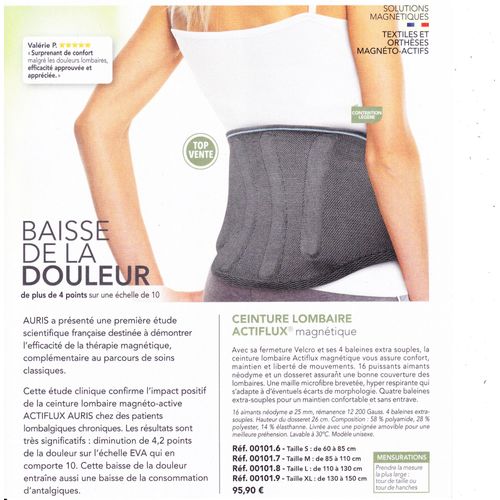 Ceinture Lombaire Actiflux Magnétique Taille 110 Cm À 130 Cm