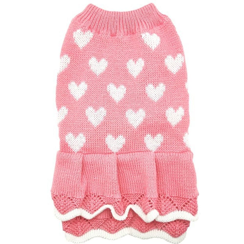 Chien Coeur Robe Pull Chaud Chien Chandails Tricots Gilet Col Roulé Pull Chien Manteau Pour Petits Chiens Moyens