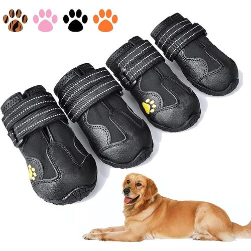 Bottes Pour Chien, Chaussures Imperméables Pour Chien, Chaussons Pour Chien Avec Semelle Antidérapante Robuste Réfléchissante Et Antidérapantes, Chaussures Pour Chien D'extérieur Pour Chiens De Taille Moyenne 4 Pièces