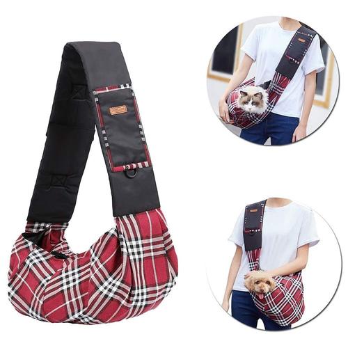 Pet Sling Bag Classic Checked Design Dog Cat Bag Shoulder Pet Carrier Pour Chatons, Petits Chiens, Teddy