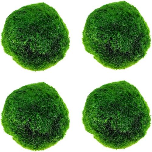 4pcs Boules De Mousse D'aquarium, Plantes D'aquarium Vivantes Boule Décorative De Mousse Verte Pour Ornements De Réservoir De Poissons Décoration De Mousse De Terrarium D'eau Douce