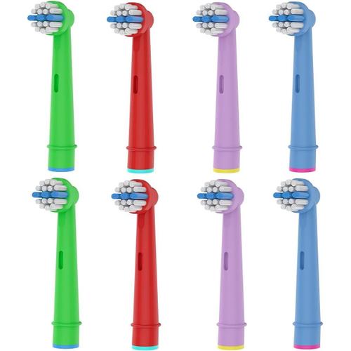 Lot De 8 Têtes De Brosse À Dents De Rechange Pour Enfants Compatibles Avec La Brosse À Dents Électrique Oral B - Têtes De Brosse De Rechange Pour Enfants Compatibles Avec La Brosse À Dents Braun Oral B - Poils Souples - Petites Têtes