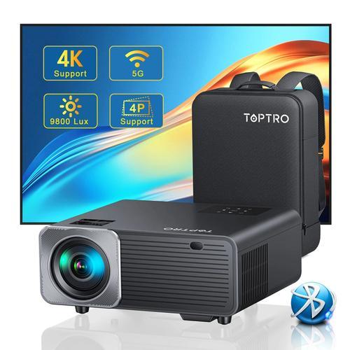 Vidéoprojecteur TOPTRO TR22 5G WiFi Bluetooth, 10000 Lumens Projecteur 4K Supporté Correction 4P/4D Home Cinéma Full HD.