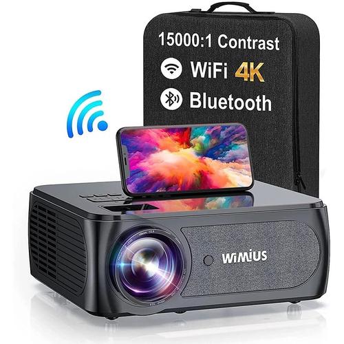 Vidéoprojecteur WiMiUS K8 5G WiFi Bluetooth, 9500 Lumens Full HD 1080P WiMiUS Projecteur 4K Supporté WiFi Bluetooth Correction 4P-4D