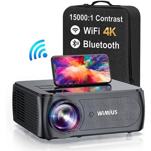 Vidéoprojecteur WiMiUS K8 5G WiFi Bluetooth, 9500 Lumens Full HD 1080P WiMiUS Projecteur 4K Supporté WiFi Bluetooth Correction 4P-4D