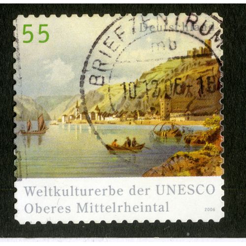Timbre Oblitéré Deutschland, Weltkulturerbe Der Unesco, Oberes Mittelrheintal, 2006, 55