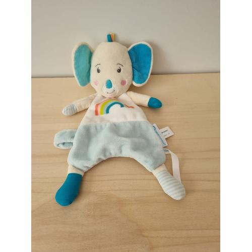 Doudou Kola Blanc Bleu Arc En Ciel Bebe Confort