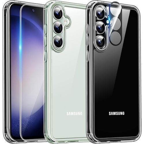Coque Pour Samsung Galaxy S23 Fe + 2x Vitre + 1 Caméra Housse Silicone Transparent Verre Trempe Clear