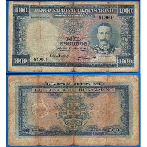 Mozambique 1000 Escudos 1953 Escudos Colonie Portugal Billet