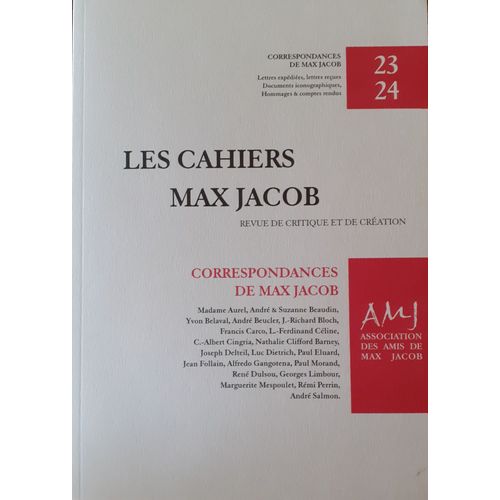 Les Cahiers Max Jacob 23-24 -Correspondances Max Jacob