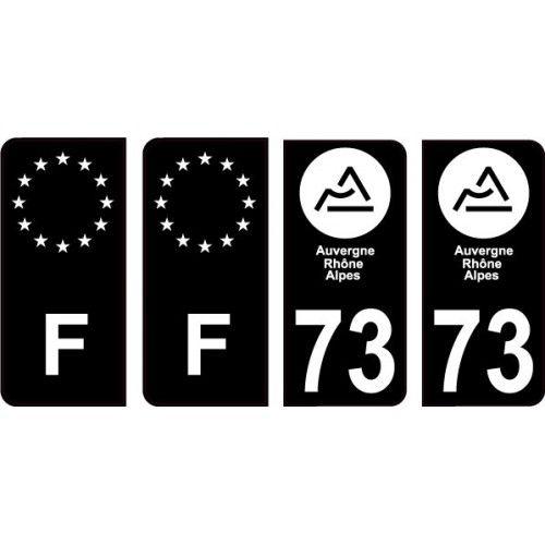 73 Savoie Nouveau Logo Noir Autocollant Plaque Immatriculation Auto Ville Sticker Lot De 4 Stickers - Arrondis