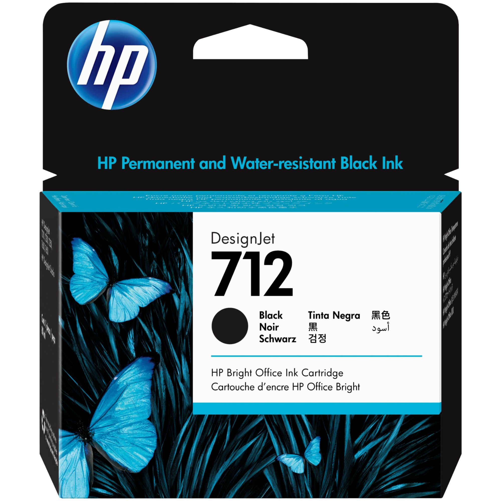 HP Cartouche d'encre DesignJet 712, noir, 80 ml