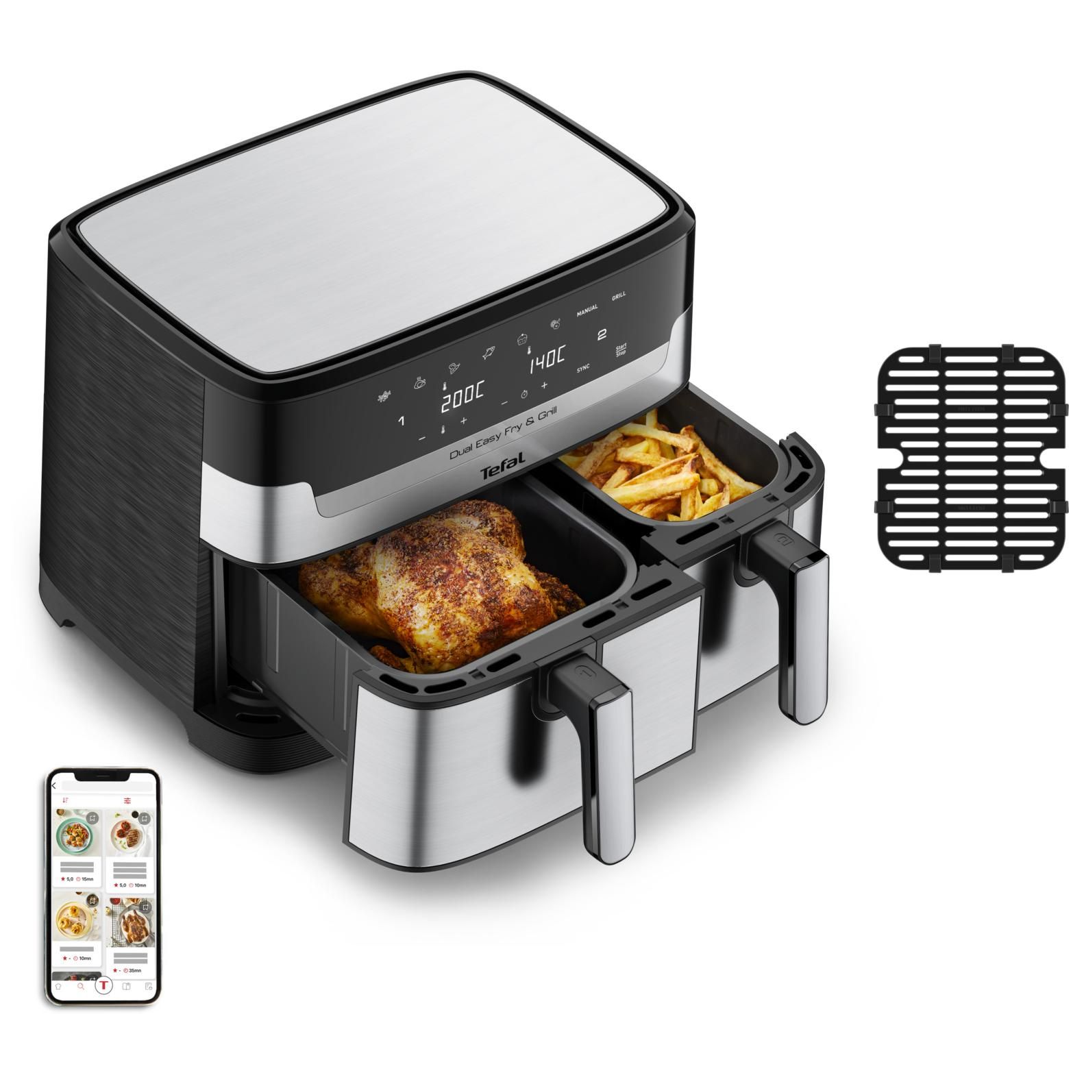Airfryer Tefal Dual EasyFry & Grill silver black EY905D