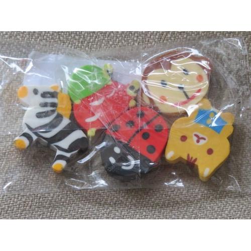 Lot De 5 Gommes Animaux