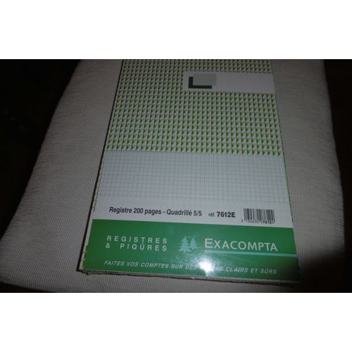 Exacompta Registre Quadrillé 5x5 Folioté 200pages 19.5x32cm N° 7612