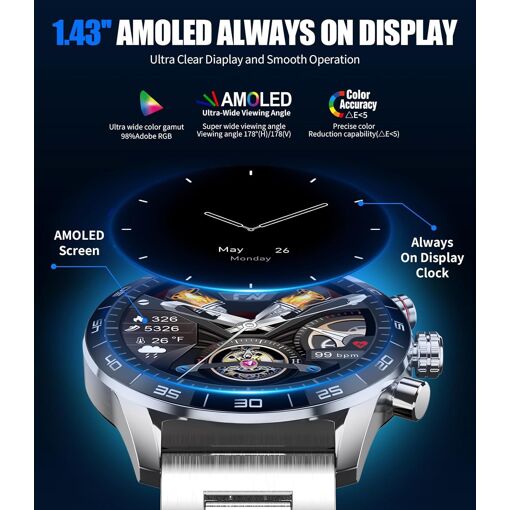 Montre Connectée Homme BENYAR SMART - Écran AMOLED 1.43", Appels Bluetooth, 730mAh, 120 Modes Sport, Monitoring Santé - 6