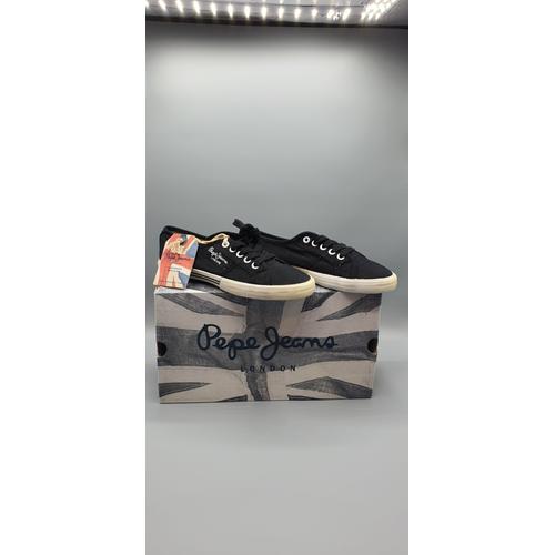 Basket En Toile Noir Femme Pepe Jeans Taille 36