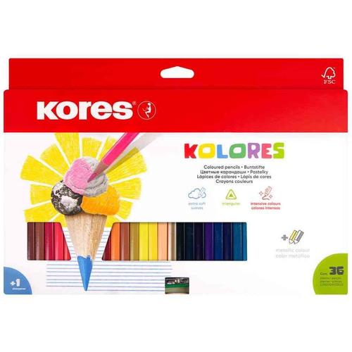 Kores Crayon De Couleur Triangulaire "Kolores", ¿Tui Carton De 36