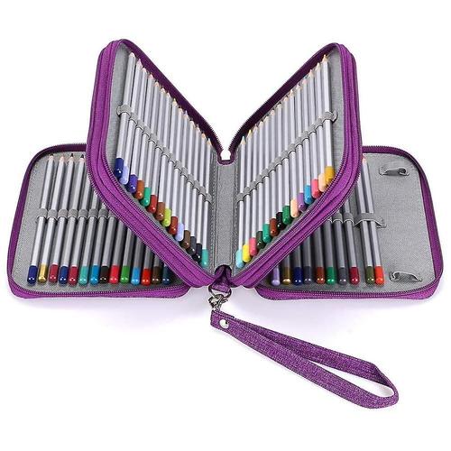 Trousse ¿¿ Crayons ¿¿ Fermeture ¿¿Clair, Porte-Crayons Pratiques En Toile Pour Crayons Aquarelle, Crayons De Couleur, Crayons Violets