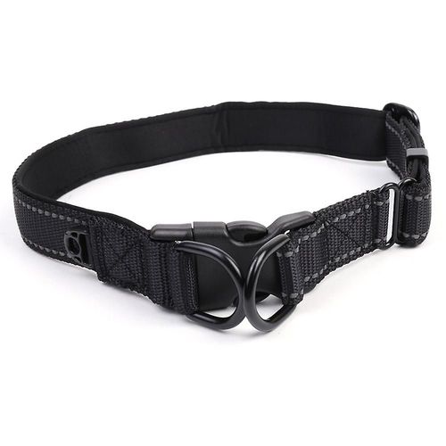 Collier pour chien et ¿¿tui en cuir pour costume E, collier souple en nylon robuste avec anneau en D en m¿¿tal M noir