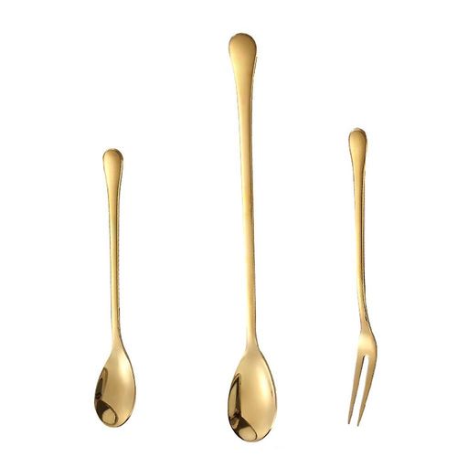 Cuill¿¿Res ¿¿ Dessert Cuill¿¿Res ¿¿ Cr¿¿Me Glac¿¿E Fourchettes ¿¿ Salade Ensemble De Couverts R¿¿Utilisables Ap¿¿Ritif Aux Fruits Fourchettes ¿¿ Dessert Pour Usage Domestique Ou Camping Or