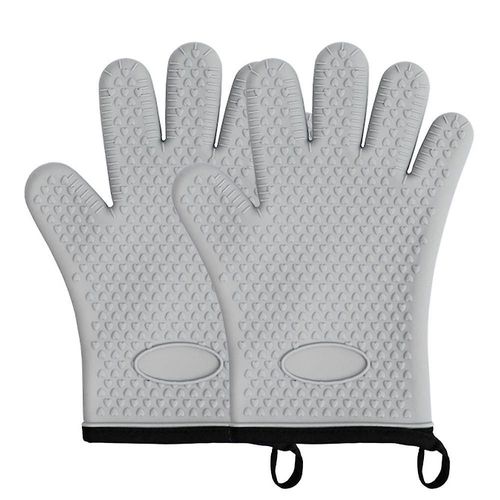 Gants De Four En Silicone ¿C Gants De Barbecue R¿¿Sistants ¿¿ La Chaleur ¿C Poign¿¿E Pour Aliments Chauds Directement Sur Votre Grill, Friteuse Et Fosse | Gants De Cuisson Imperm¿¿Ables Pour Grillades, Gris