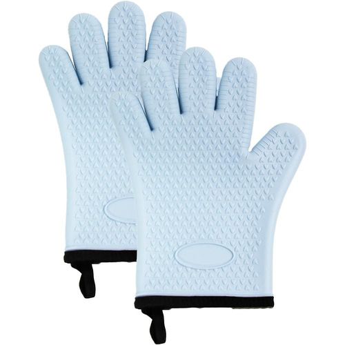 Gants De Four En Silicone ¿C Gants De Barbecue R¿¿Sistants ¿¿ La Chaleur ¿C Poign¿¿E Pour Aliments Chauds Directement Sur Votre Grill, Friteuse Et Fosse | Gants De Cuisson Imperm¿¿Ables Pour Grillades, Bleu