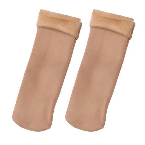 Chaussettes Chaudes Rembourr¿¿Es En Peluche ¿¿ Mi-Tube, Chaussettes De Neige De Couleur Unie, Tube Haut De Cuisse Au-Dessus Du Genou, Chaussettes En Peau